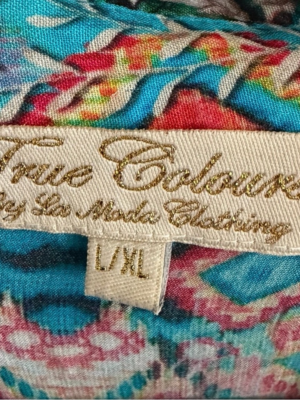 Turquoise Multi-Color Printed Button-Up Cover-up - Picture 3 of 3